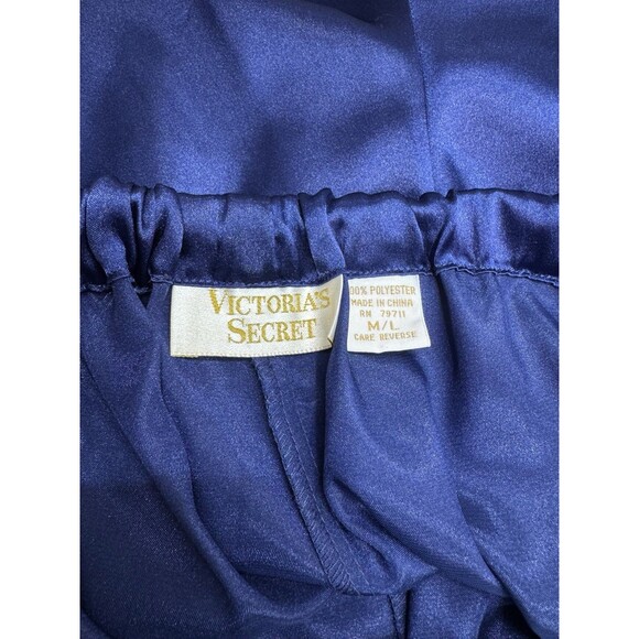 Vintage Victoria’s Secret Satin Pajama Pants Size M/L Blue Purple Gold Label 90s - Picture 3 of 8